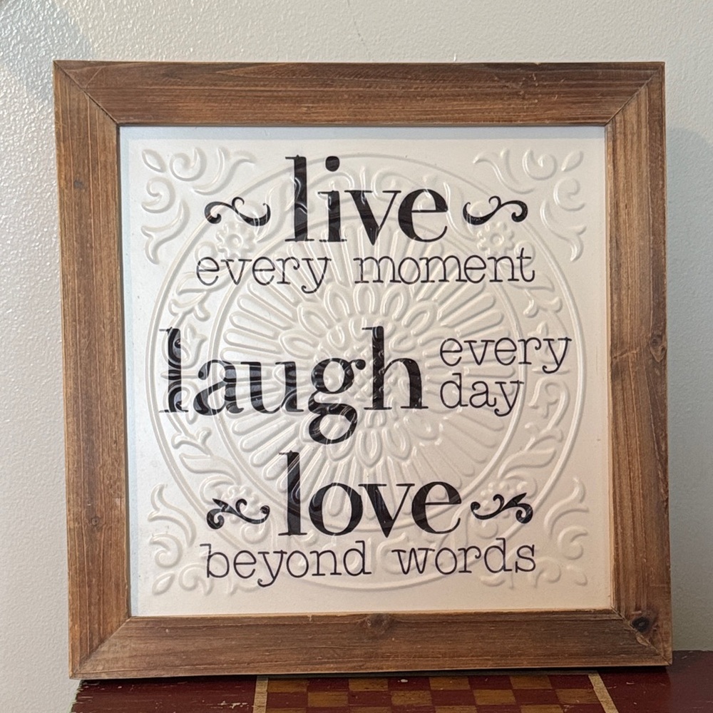 Live Laugh Love Framed Wall Art - White & Wood